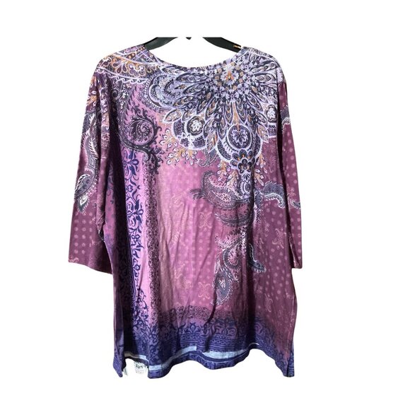 Catherines 3/4 Sleeve Purple Top 2X - Picture 4 of 5